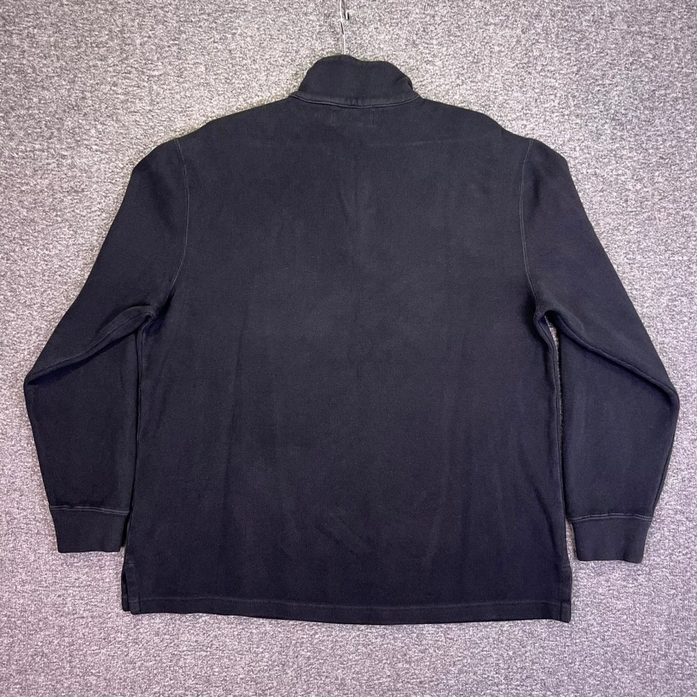 Polo Ralph Lauren Quarter Zip Pullover Mens L Black Cotton Casual Mock Neck Pony